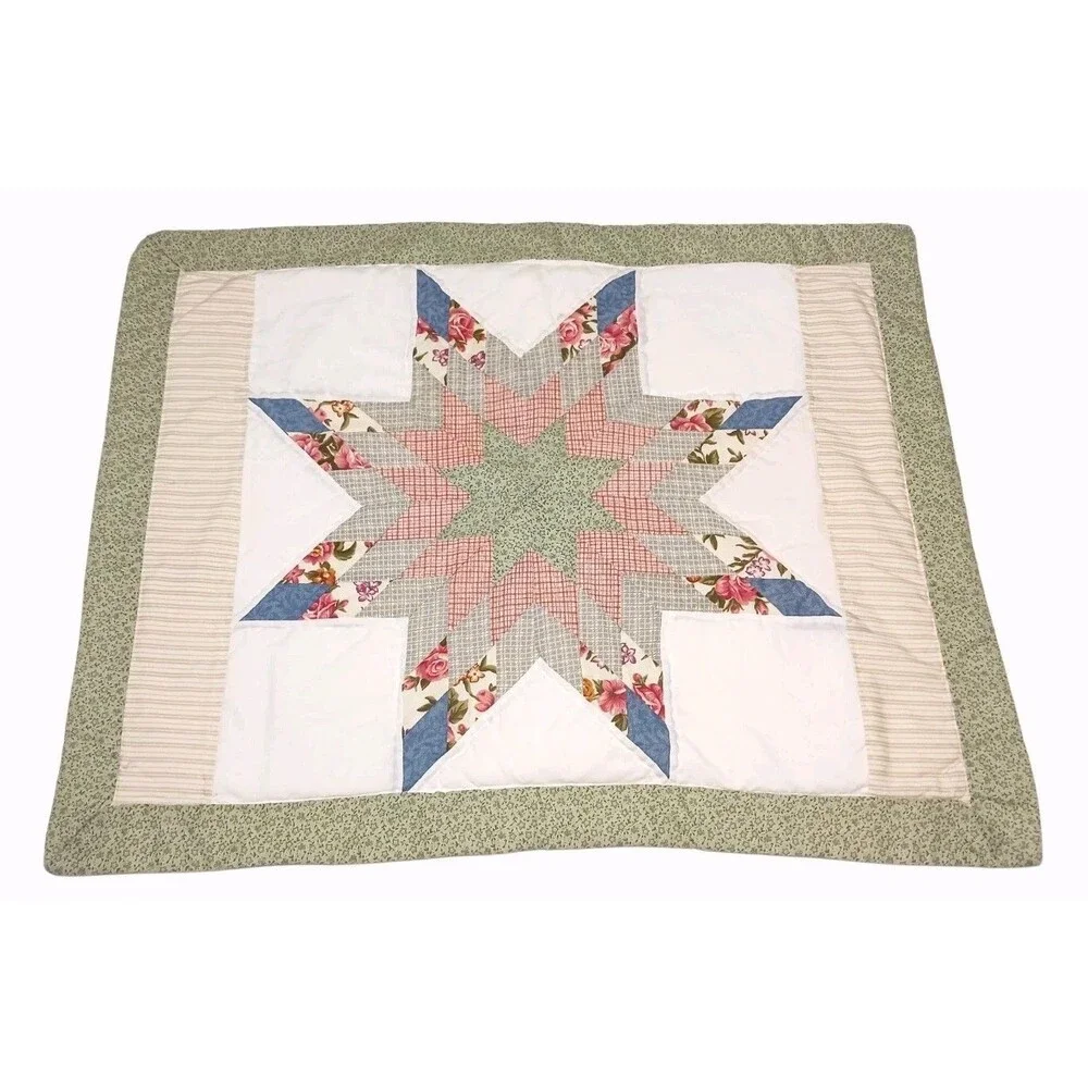 Vtg 2 Pillowcases Shams Patchwork Quilt Star JCPenney Home Collection Cottage